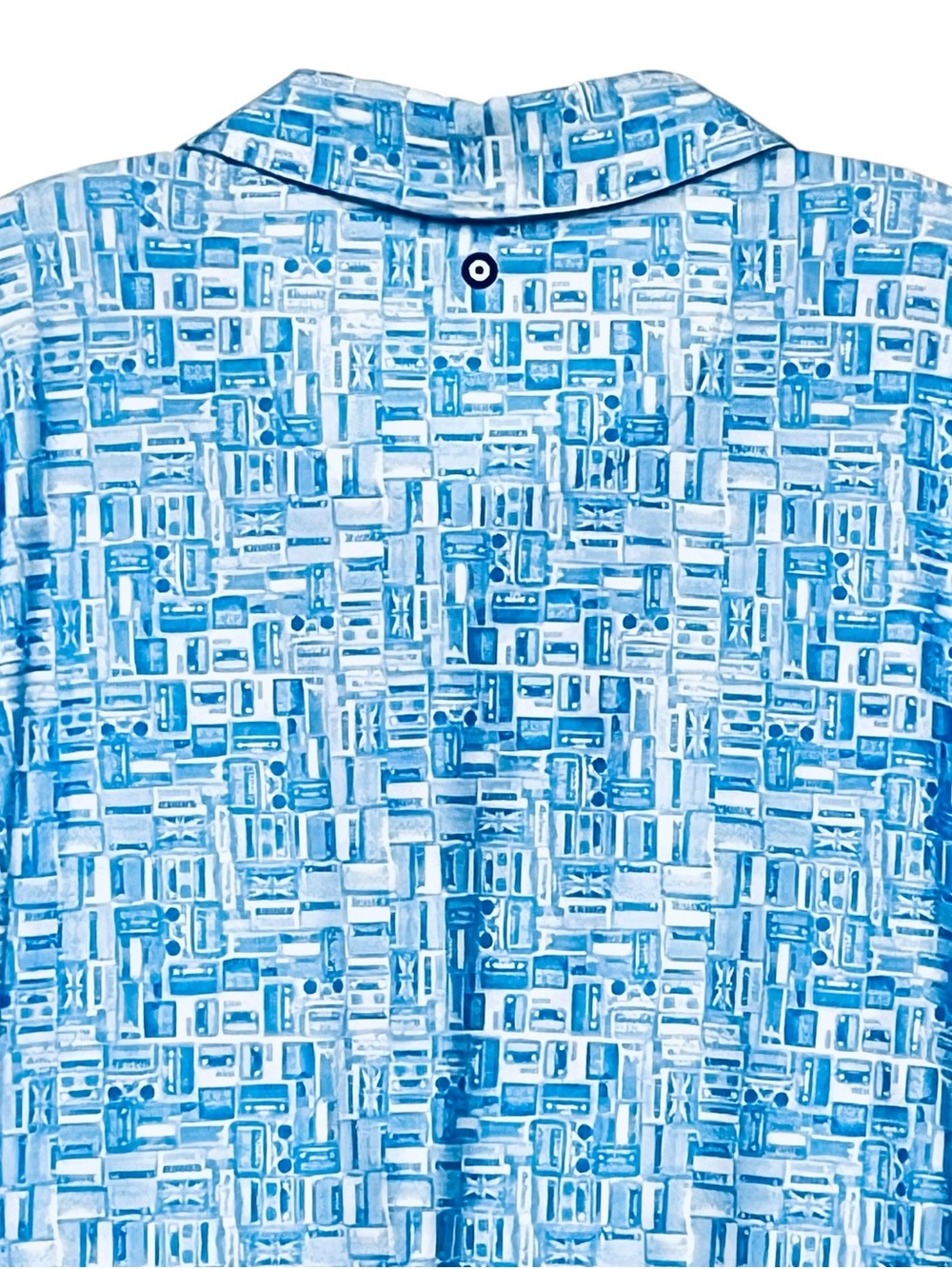 Ben Sherman Polo Sz 2XL UPF 50+ Blue Cassette Tapes Tech UNIQUE Print Shirt NWOT - Picture 6 of 9
